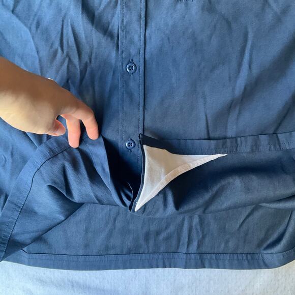 Mountain and Isles Men Stretchy Short Sleeve Fit Button Down Shirt size XL, Blue - Picture 7 of 8